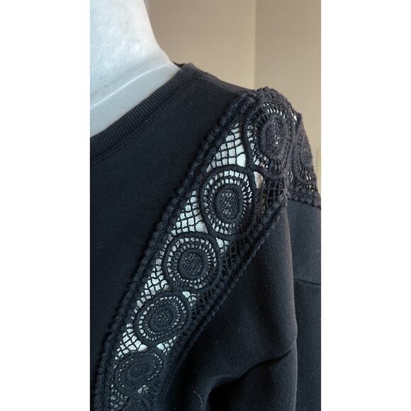 LUMIÈRE Lace Inset Sweatshirt S Parisian Dark Feminine Minimalist Whimsygoth - Picture 4 of 7